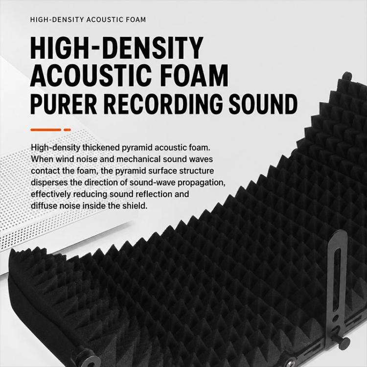 M3 Foldable Three-Panel Microphone Isolation Shield with Tripod and Pop Filter Kit(Black)