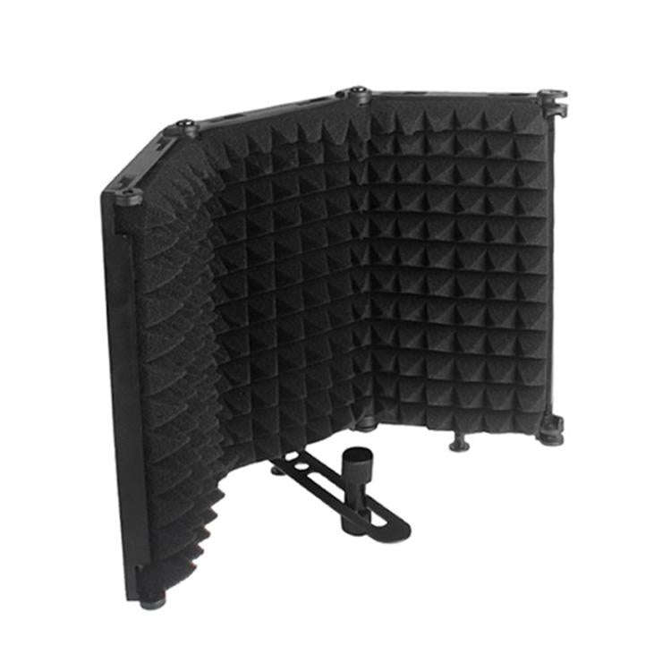 M3P Foldable Three-Panel Microphone Isolation Shield Windproof Screen with Phone Clip(Black)