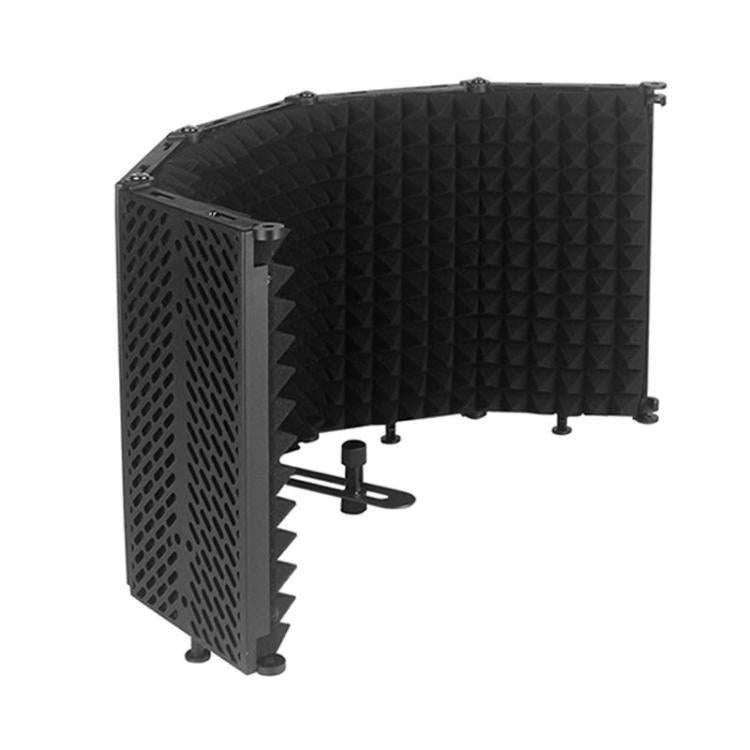 M5P Foldable Five-Panel Microphone Isolation Shield Windproof Screen with Phone Clip(Black)