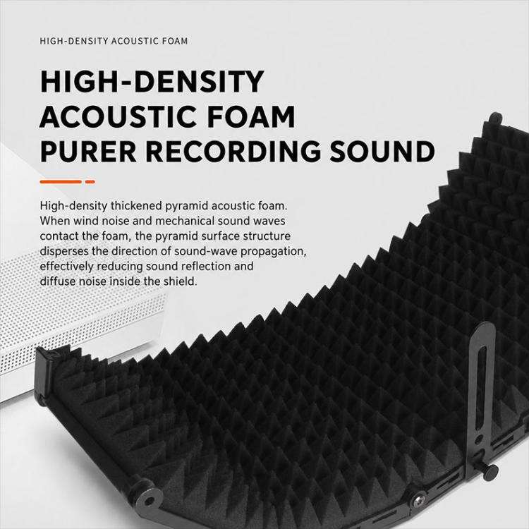 M5 Foldable Five-Panel Metal Casing Microphone Isolation Shield with Tripod and Pop Filter Kit(Bl...