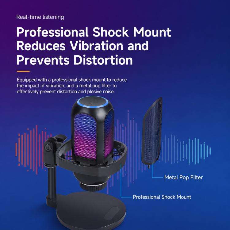 APK001 AI Noise Reduction USB Condenser Desktop Microphone(Black)