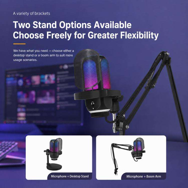 APK001 AI Noise Reduction USB Condenser Desktop Microphone(Black)