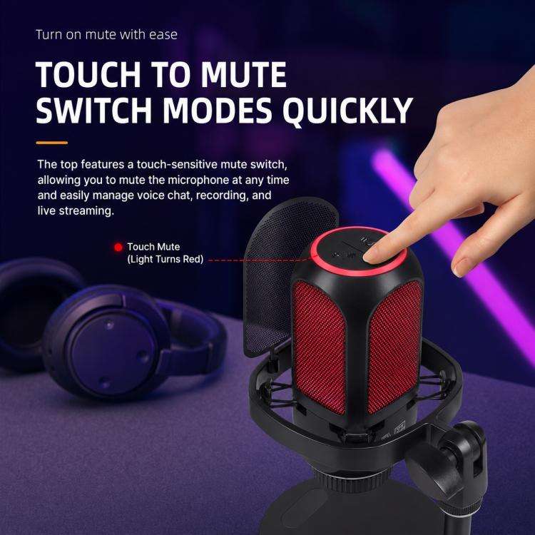 APK001 AI Noise Reduction USB Condenser Desktop Microphone(Black)