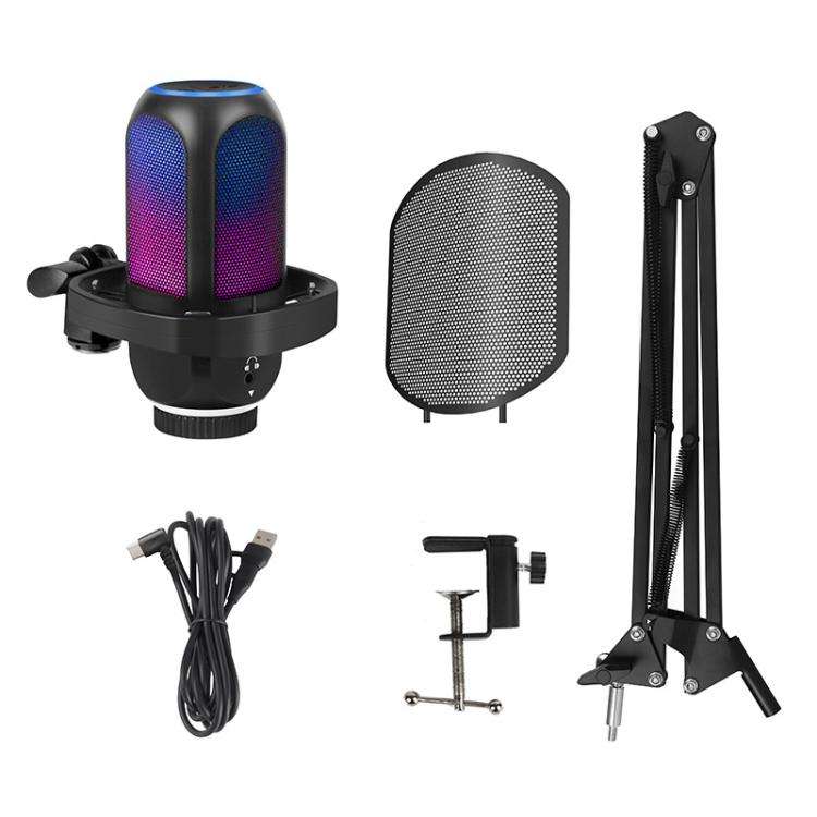 APK001 AI Noise Reduction USB Condenser Cantilever Microphone(Black)