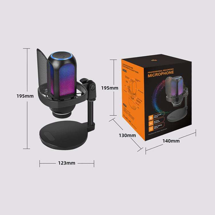 APK001 AI Noise Reduction USB Condenser Cantilever Microphone(Black)