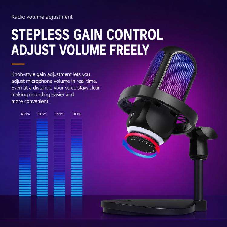APK001 AI Noise Reduction USB Condenser Cantilever Microphone(Black)