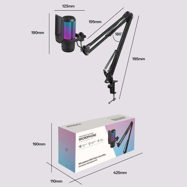 APK005 AI Smart Noise Reduction Condenser Cantilever Microphone(Black)