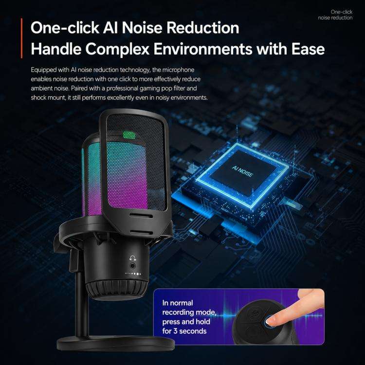 APK005 AI Smart Noise Reduction Condenser Cantilever Microphone(Black)