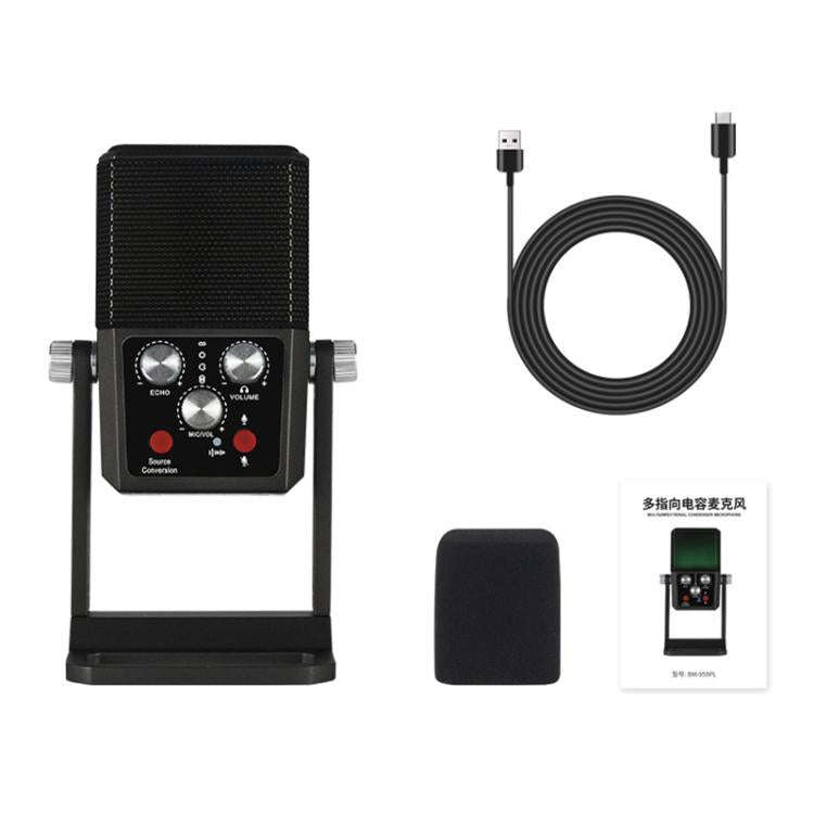 BM-959PL Multi-directional Switching ASMR Recording Condenser Microphone(Black)