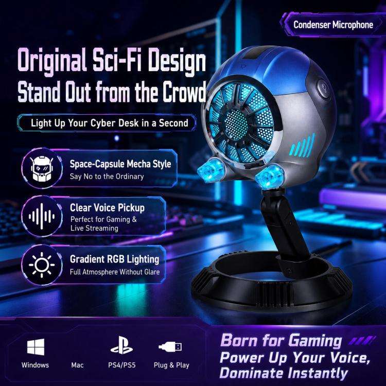 DJ-86 Cyberpunk-style Condenser Desktop Microphone