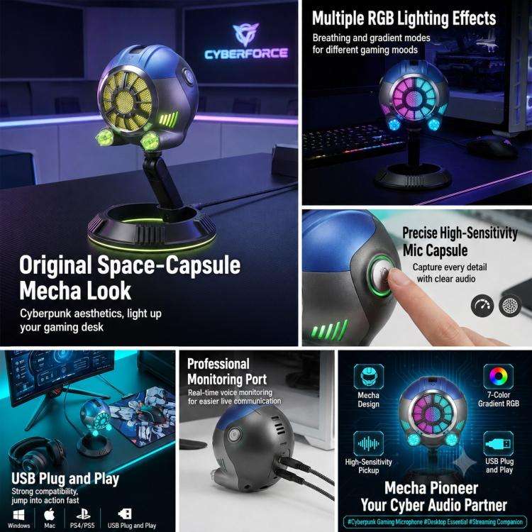DJ-86 Cyberpunk-style Condenser Desktop Microphone