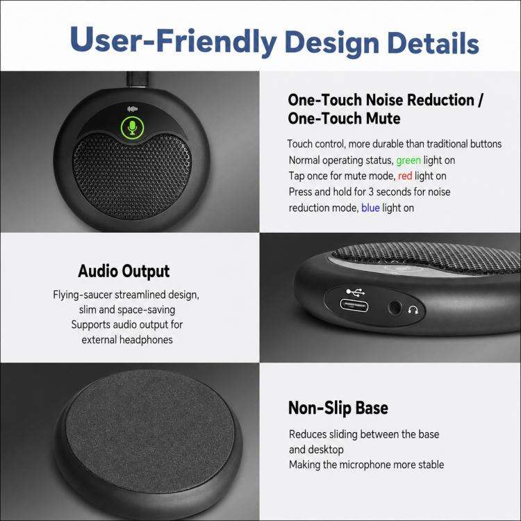 MI656 USB Condenser Omnidirectional Desktop Microphone(Black)