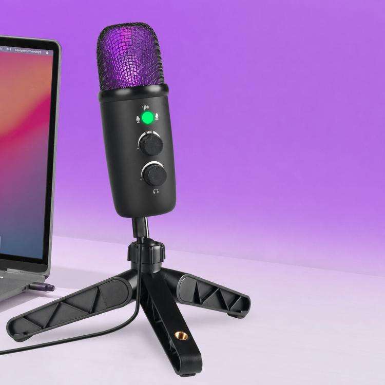 X502 High Sampling USB Condenser Microphone Tripod Set(Black)