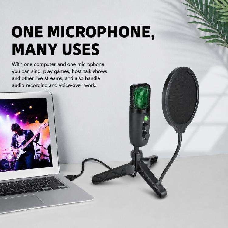 X502 High Sampling USB Condenser Microphone Tripod Set(Black)