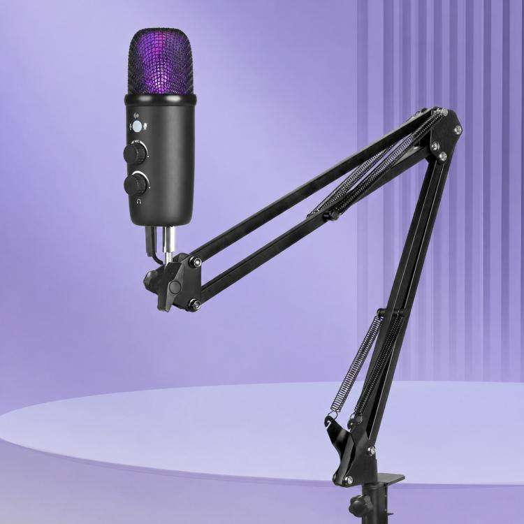 X502 High Sampling USB Condenser Microphone Cantilever Stand Kit(Black)