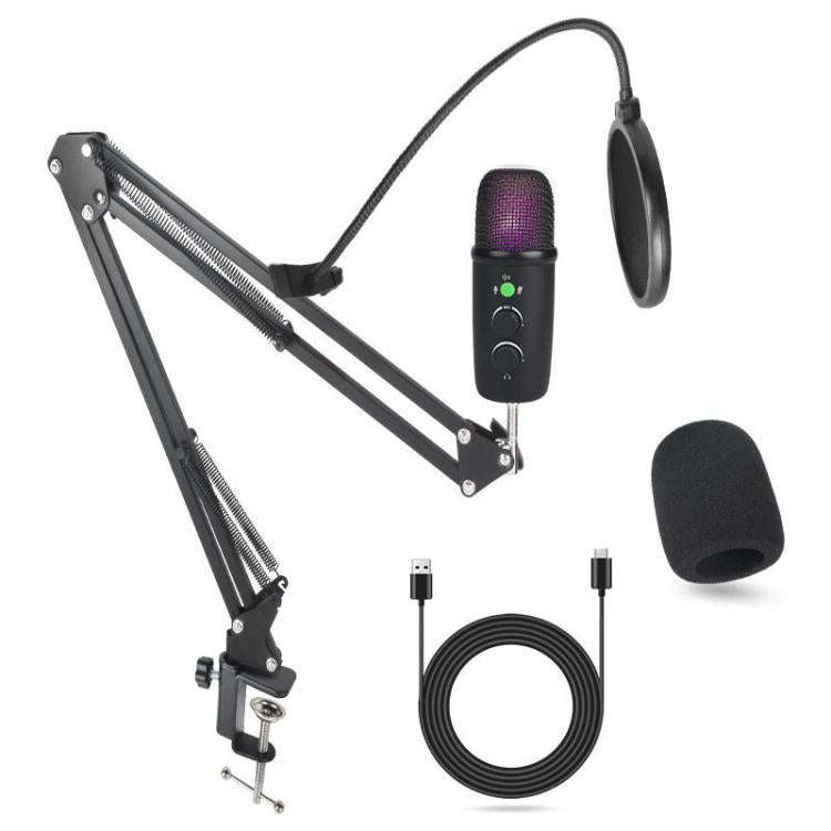 X502 High Sampling USB Condenser Microphone Cantilever Stand Kit(Black)