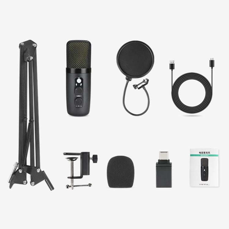 X502 High Sampling USB Condenser Microphone Cantilever Stand Kit(Black)