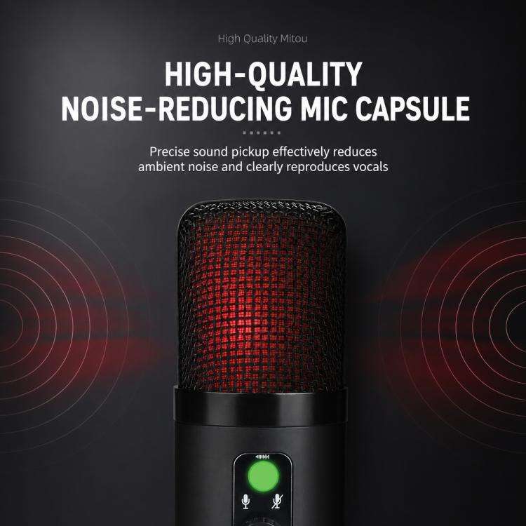 X502 High Sampling USB Condenser Microphone Cantilever Stand Kit(Black)