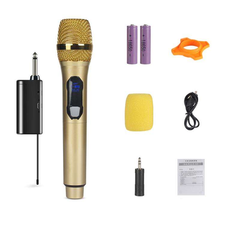 E1 UHF 2 in 1 Rechargeable Wireless Microphone(Gold)