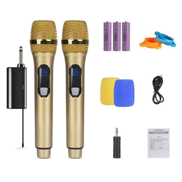 E1 UHF 1 to 2 Rechargeable Wireless Microphone(Gold)
