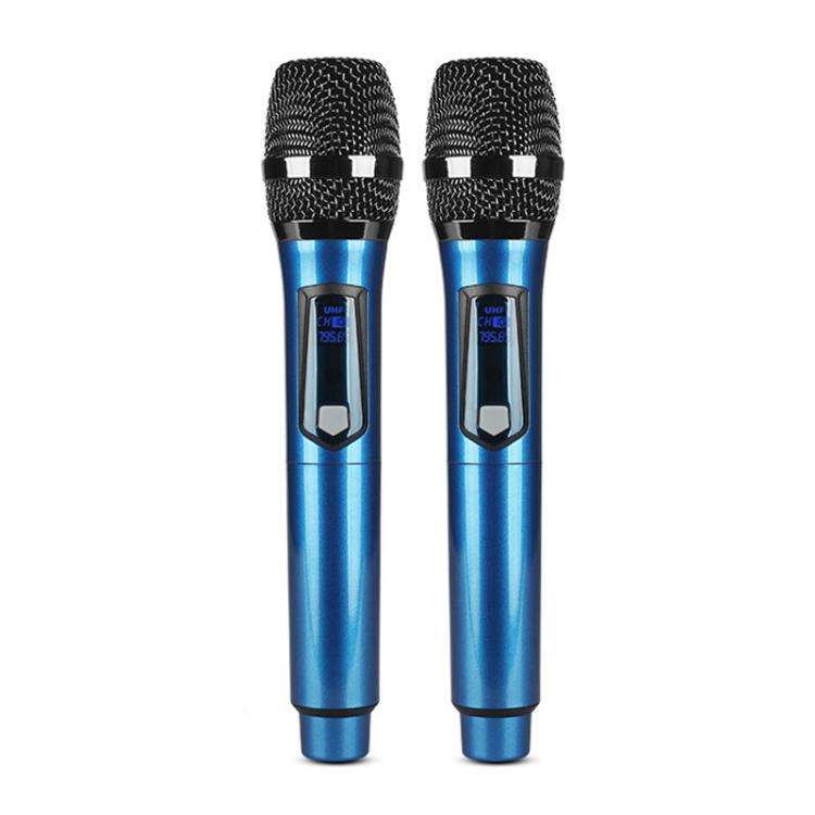 E1 UHF 1 to 2 Rechargeable Wireless Microphone(Blue)