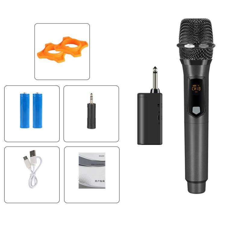 GE1 Handheld 2.4G Rechargeable Wireless Microphone, Style:Single Microphone(Black Grey)