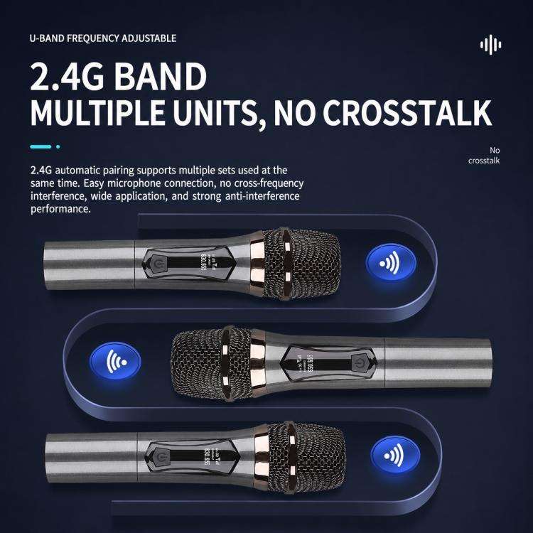 GE1 Handheld 2.4G Rechargeable Wireless Microphone, Style:Single Microphone(Black Grey)