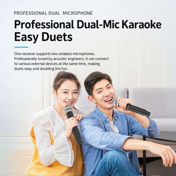 E5 2 in 1 Handheld UHF Wireless Microphone(Black Grey)