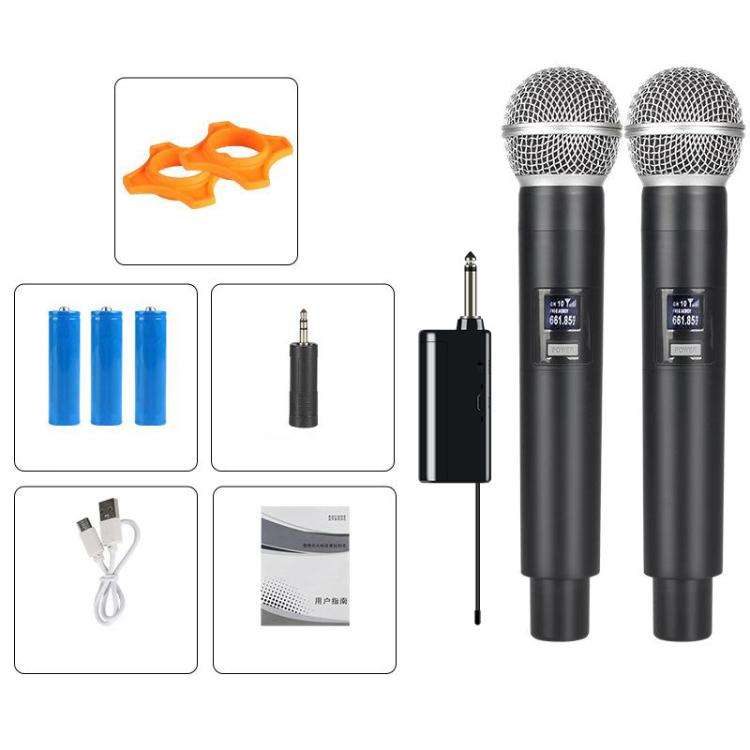 E5 1 to 2 Handheld UHF Wireless Microphone(Black Grey)