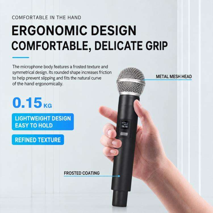 E5 1 to 2 Handheld UHF Wireless Microphone(Black Grey)