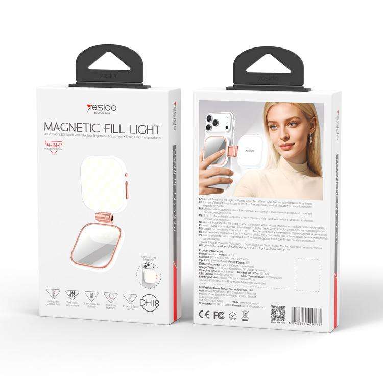 Yesido DH18 Magnetic Phone Holder Fill Light with Mirror(White)