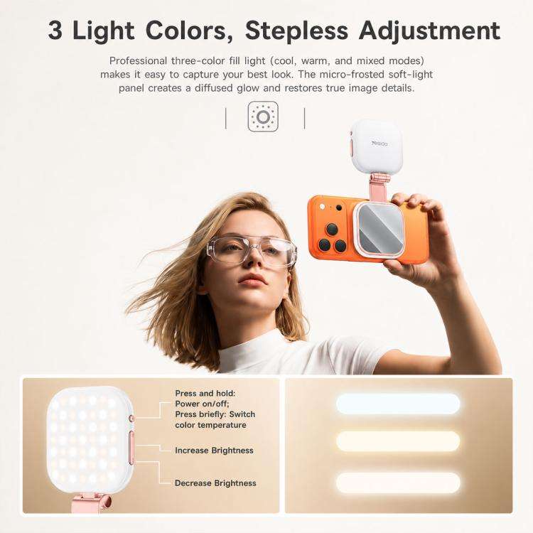 Yesido DH18 Magnetic Phone Holder Fill Light with Mirror(White)