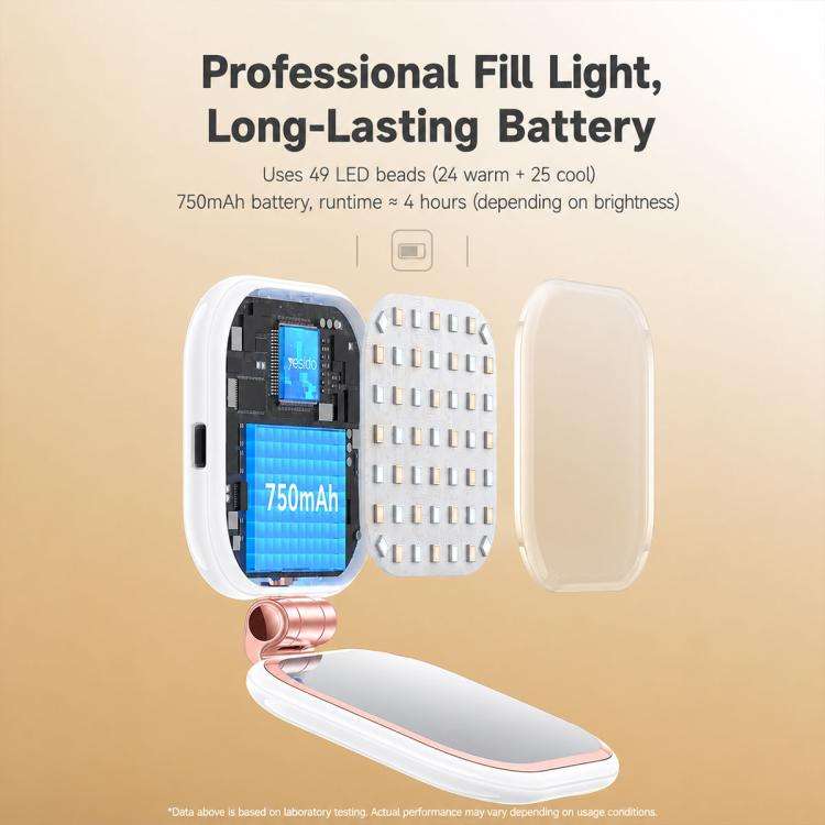 Yesido DH18 Magnetic Phone Holder Fill Light with Mirror(White)