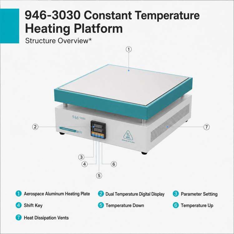 UYUE 946-3030 LED Display LCD / BGA Preheating Platform, Plug:EU Plug