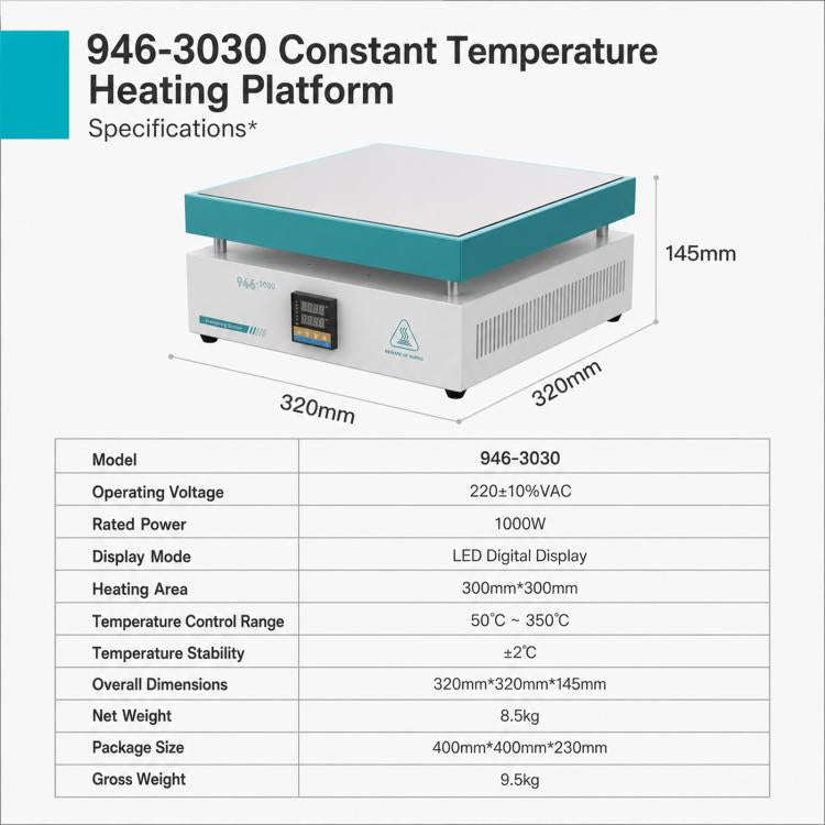 UYUE 946-3030 LED Display LCD / BGA Preheating Platform, Plug:EU Plug