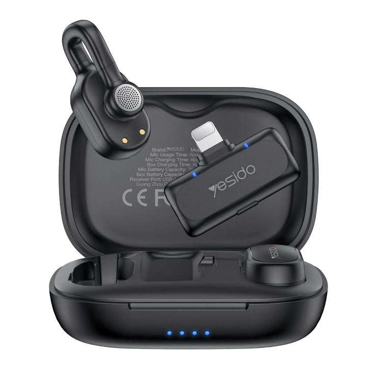 Yesido KR24 AI Noise Reduction Lavalier Microphone with 8 Pin Receiver(Black)