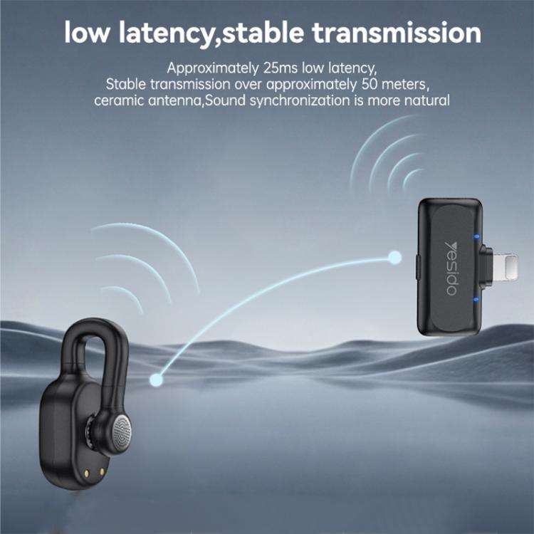 Yesido KR24 AI Noise Reduction Lavalier Microphone with 8 Pin Receiver(Black)