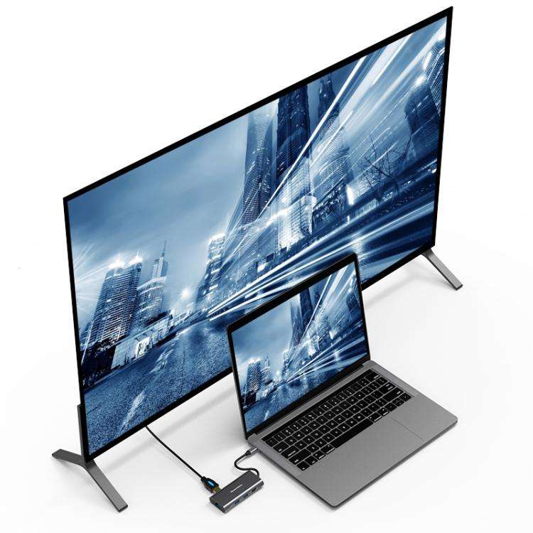 Blueendless HC801 8 in 1 100W PD 4K HDMI USB 3.0 USB-C HUB Multiport Adapter