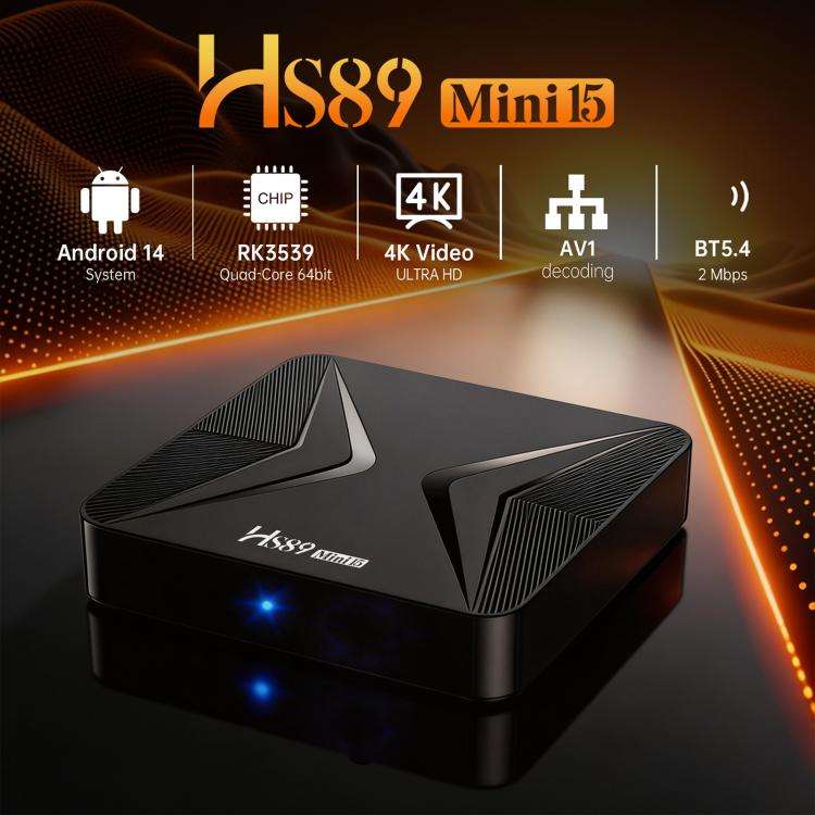 HS89 Mini 15 Android 14 Smart TV Set Top Box, 2GB+16GB, RK3539 Quad-Core Cortex-A55(EU Plug)