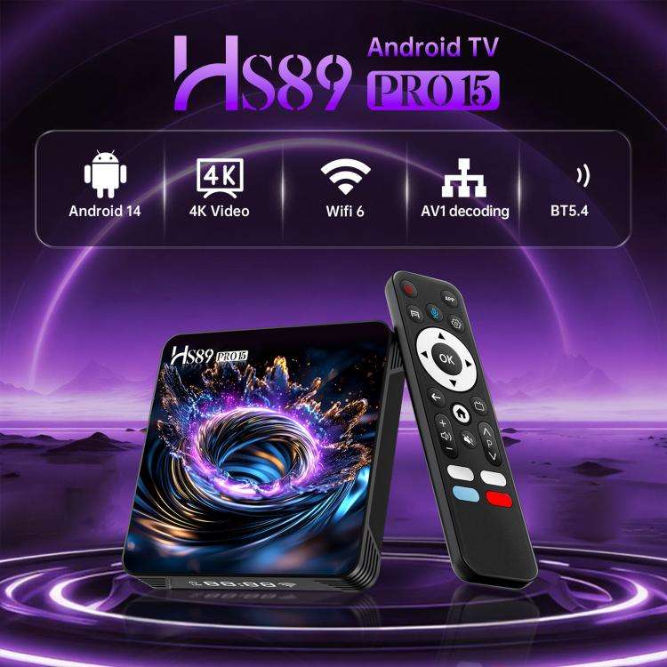 HS89 Pro 15 Android 14 Smart TV Set Top Box, 2GB+16GB, RK3539 Quad-Core Cortex-A55(UK Plug)