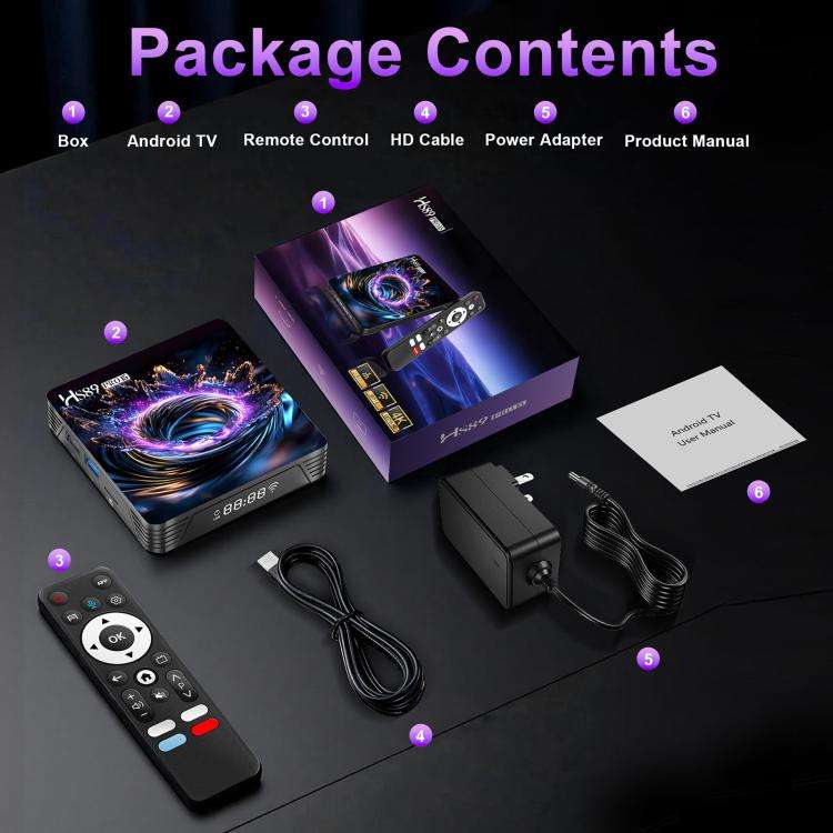 HS89 Pro 15 Android 14 Smart TV Set Top Box, 4GB+32GB, RK3539 Quad-Core Cortex-A55(UK Plug)