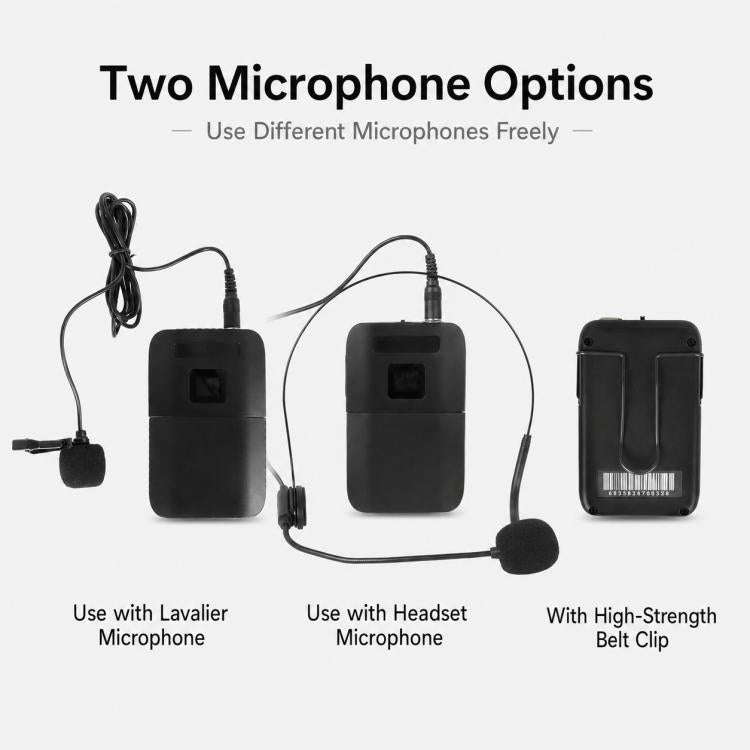 E8 2 in 1 VHF Wireless Dual-Channel Microphone, Style:Headset