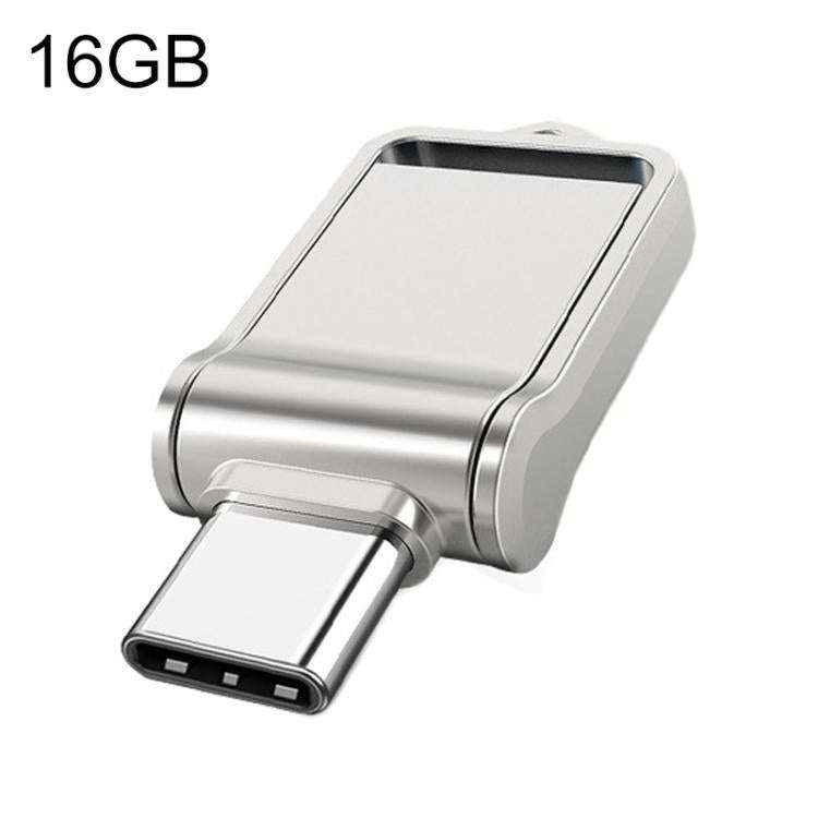 16GB USB 3.0 Type-C High Speed Mini Computer & Phone Dual-purpose Rotary U Disk(Silver)
