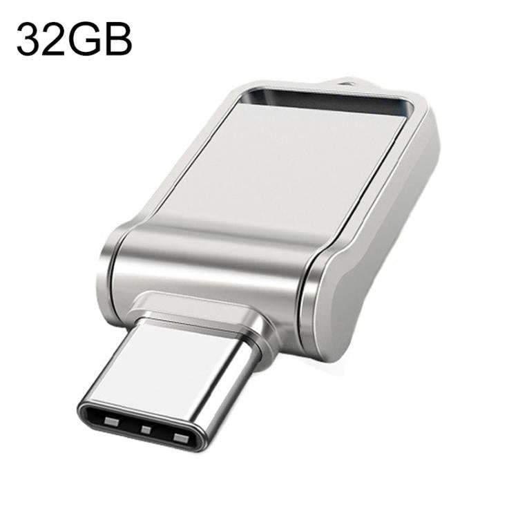 32GB USB 3.0 Type-C High Speed Mini Computer & Phone Dual-purpose Rotary U Disk(Silver)