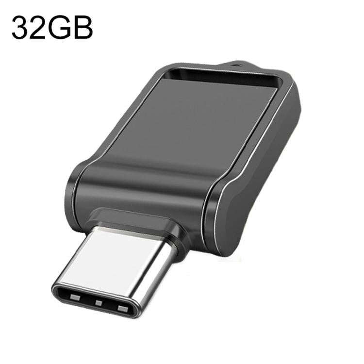 32GB USB 3.0 Type-C High Speed Mini Computer & Phone Dual-purpose Rotary U Disk(Grey)