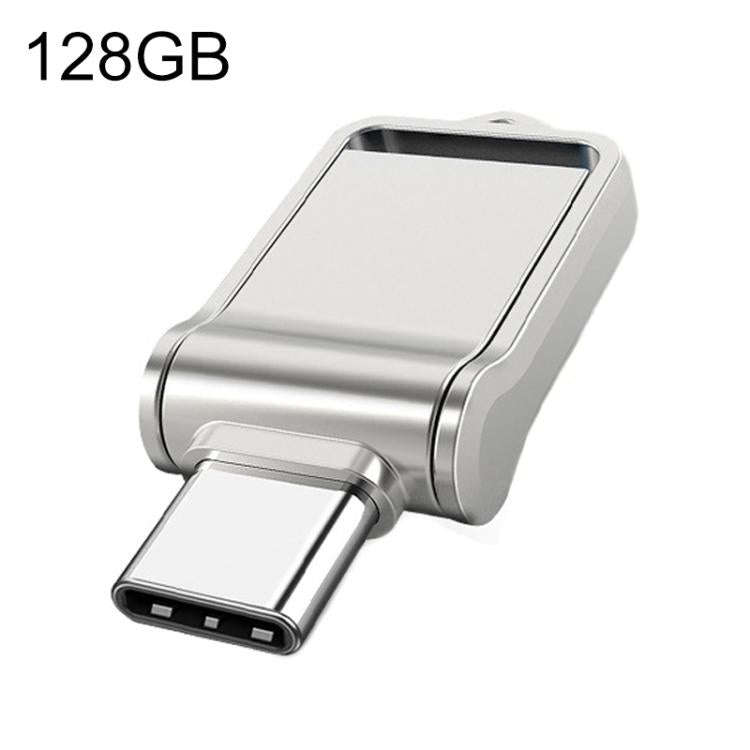 128GB USB 3.0 Type-C High Speed Mini Computer & Phone Dual-purpose Rotary U Disk(Silver)