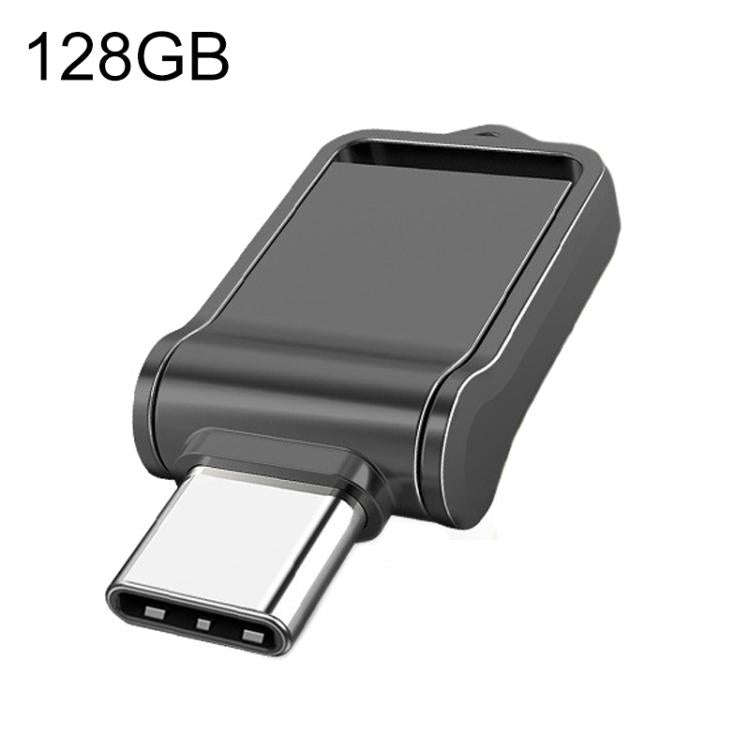 128GB USB 3.0 Type-C High Speed Mini Computer & Phone Dual-purpose Rotary U Disk(Grey)