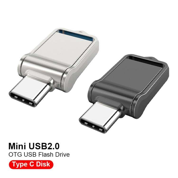 128GB USB 3.0 Type-C High Speed Mini Computer & Phone Dual-purpose Rotary U Disk(Grey)