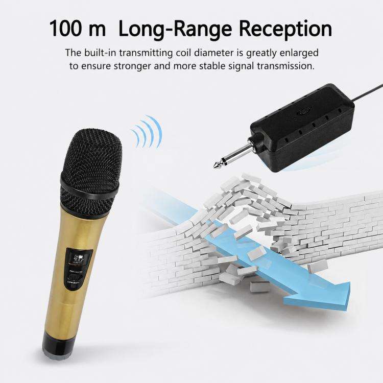 E8 2 in 1 VHF Wireless Noise Reduction Handheld Microphone(Gold)