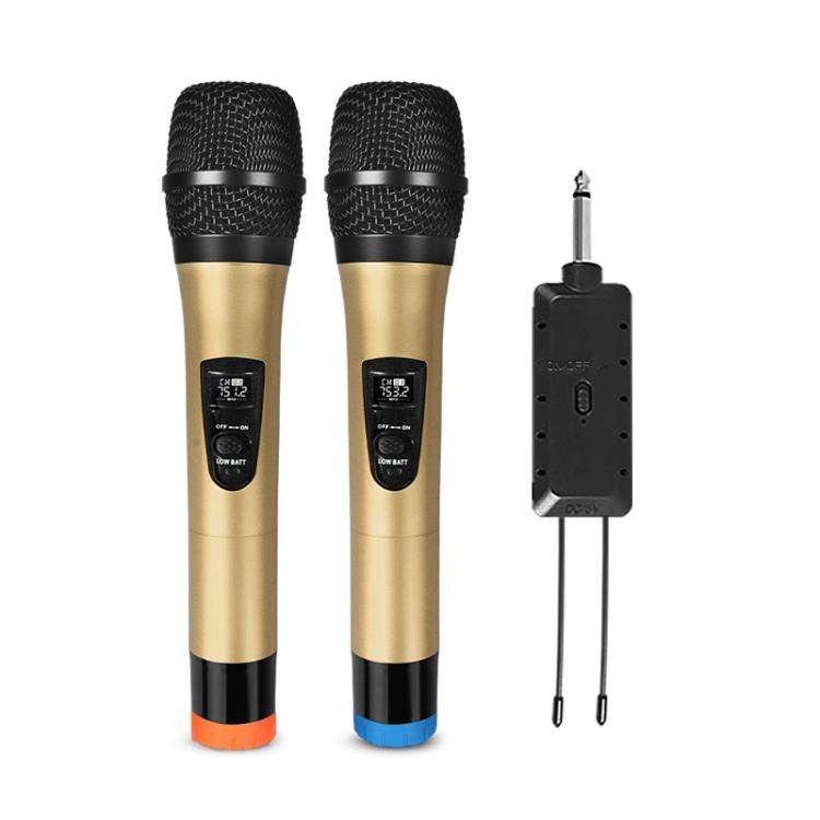 E8 1 to 2 VHF Wireless Noise Reduction Handheld Microphone(Gold)